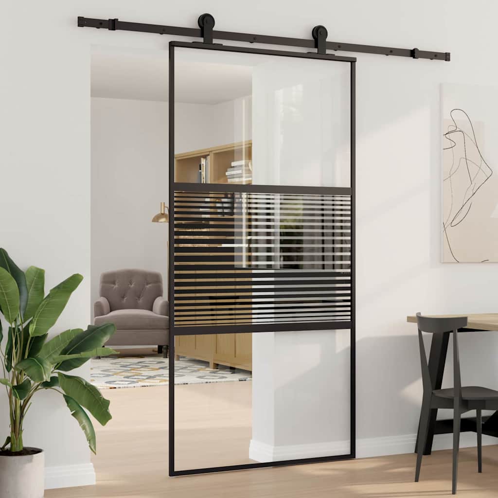 Glastür 102,5 x 2 x 205 cm Aluminium Schwarz