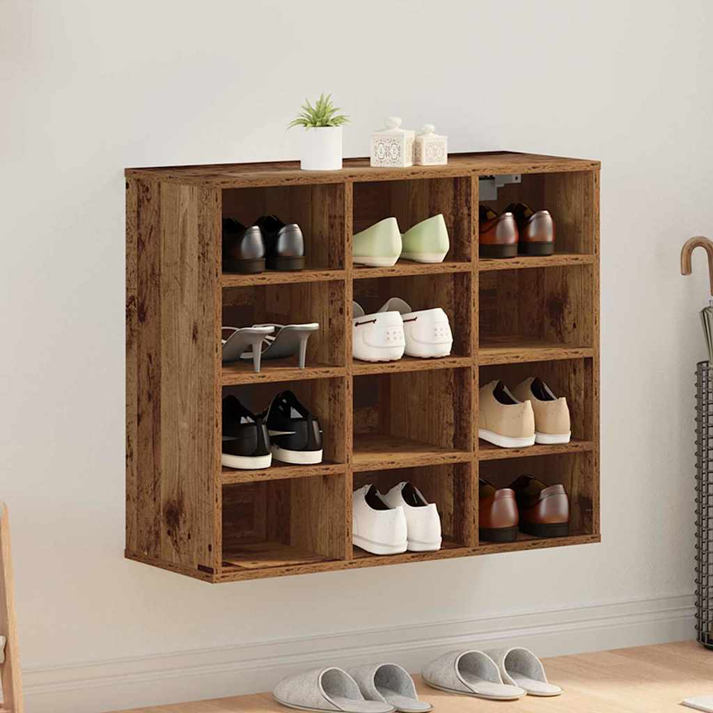 Schuhschrank 77,5 x 30 x 67 cm Holzwerkstoff Altholz