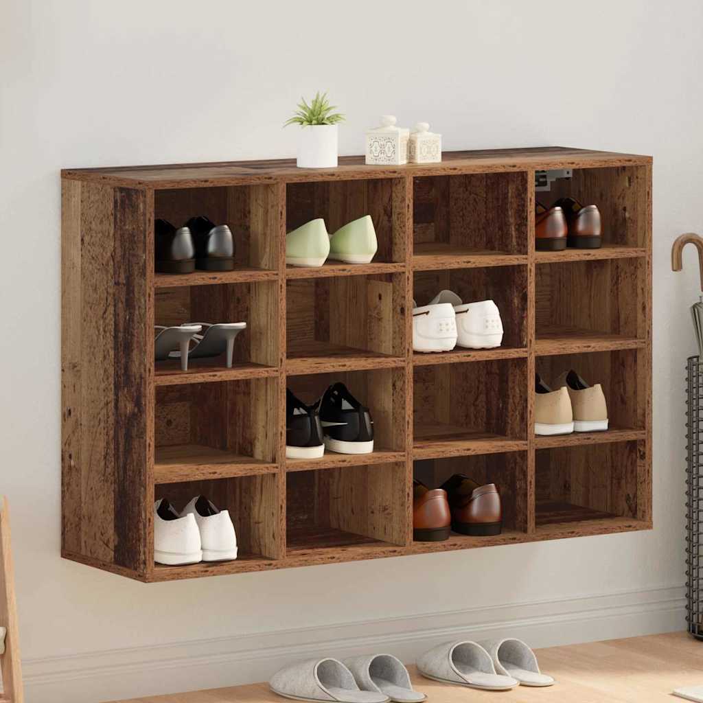 Schuhschrank 103 x 30 x 67 cm Holzwerkstoff Altholz