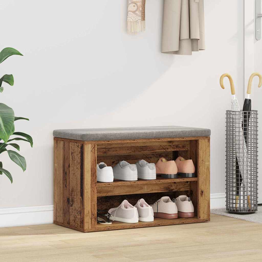 Schuhregal 75 x 35 x 45 cm Holzwerkstoff Altholz