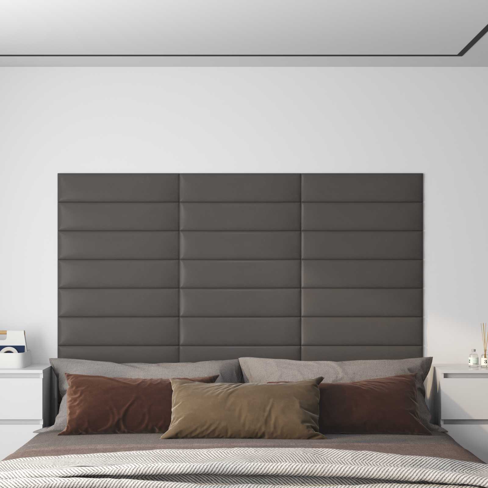 Wandkopfteilen 12 stk. 60 x 15 cm Grau Stoff