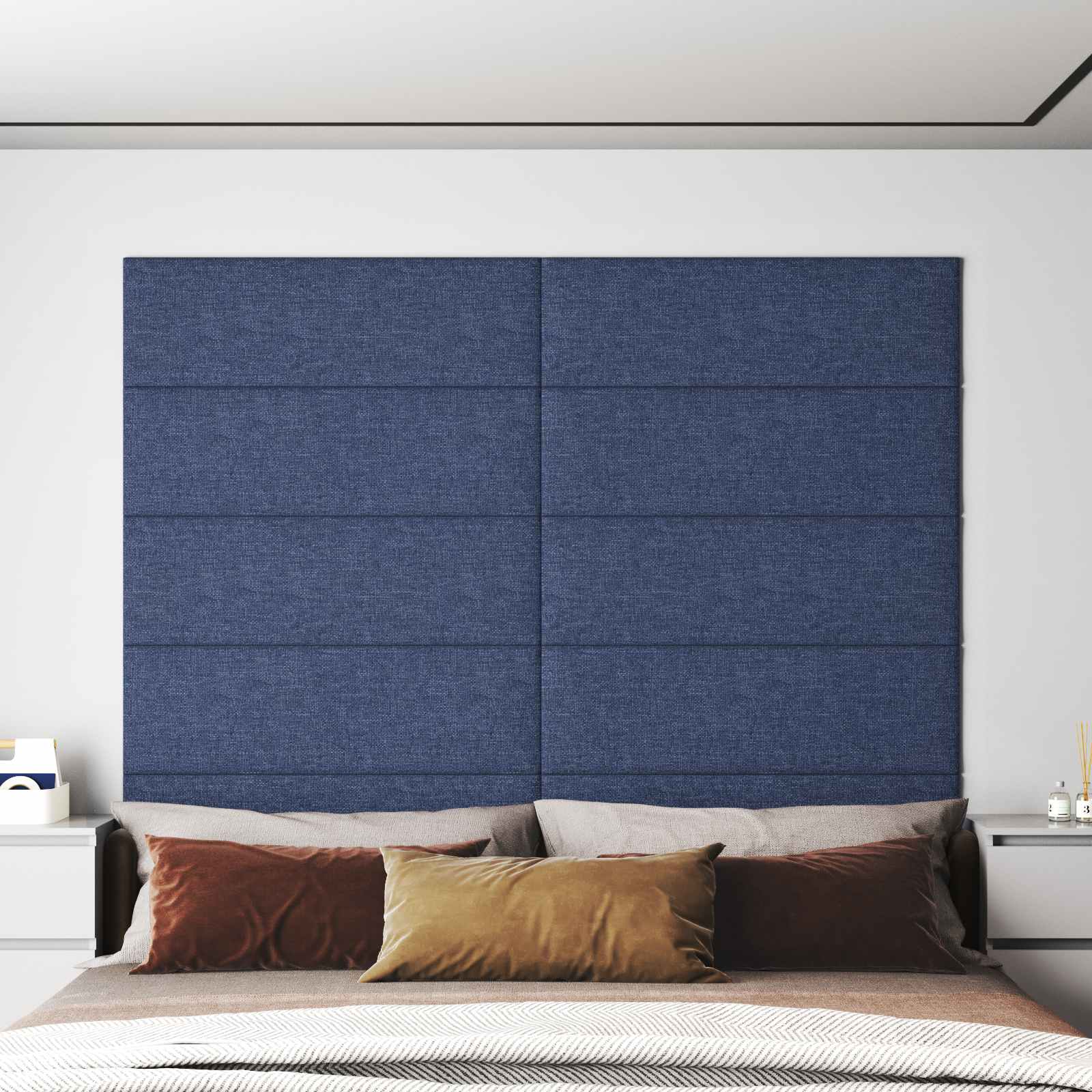 Wandkopfteilen 12 stk. 90 x 30 cm Blau Stoff