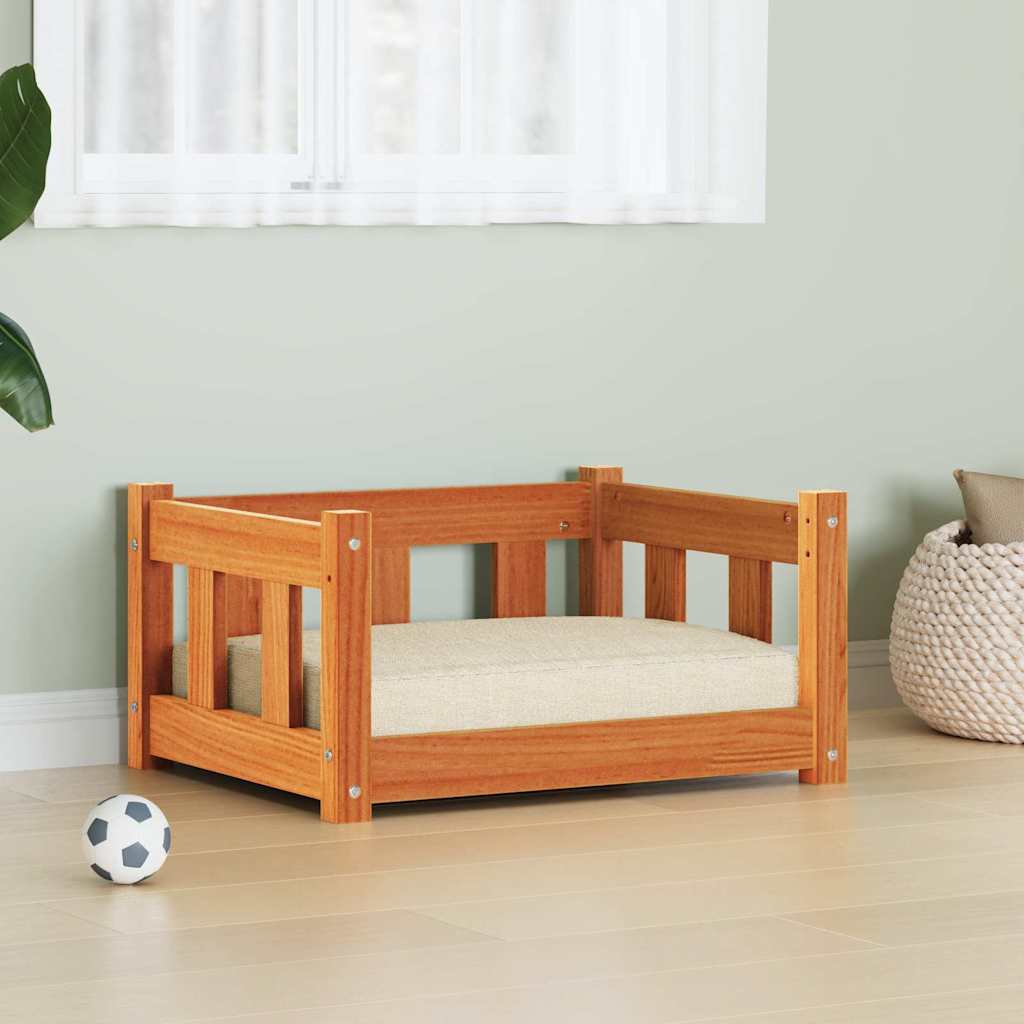 Hundebett 55 x 45 x 28 cm Massives Kiefernholz Wachsbraun