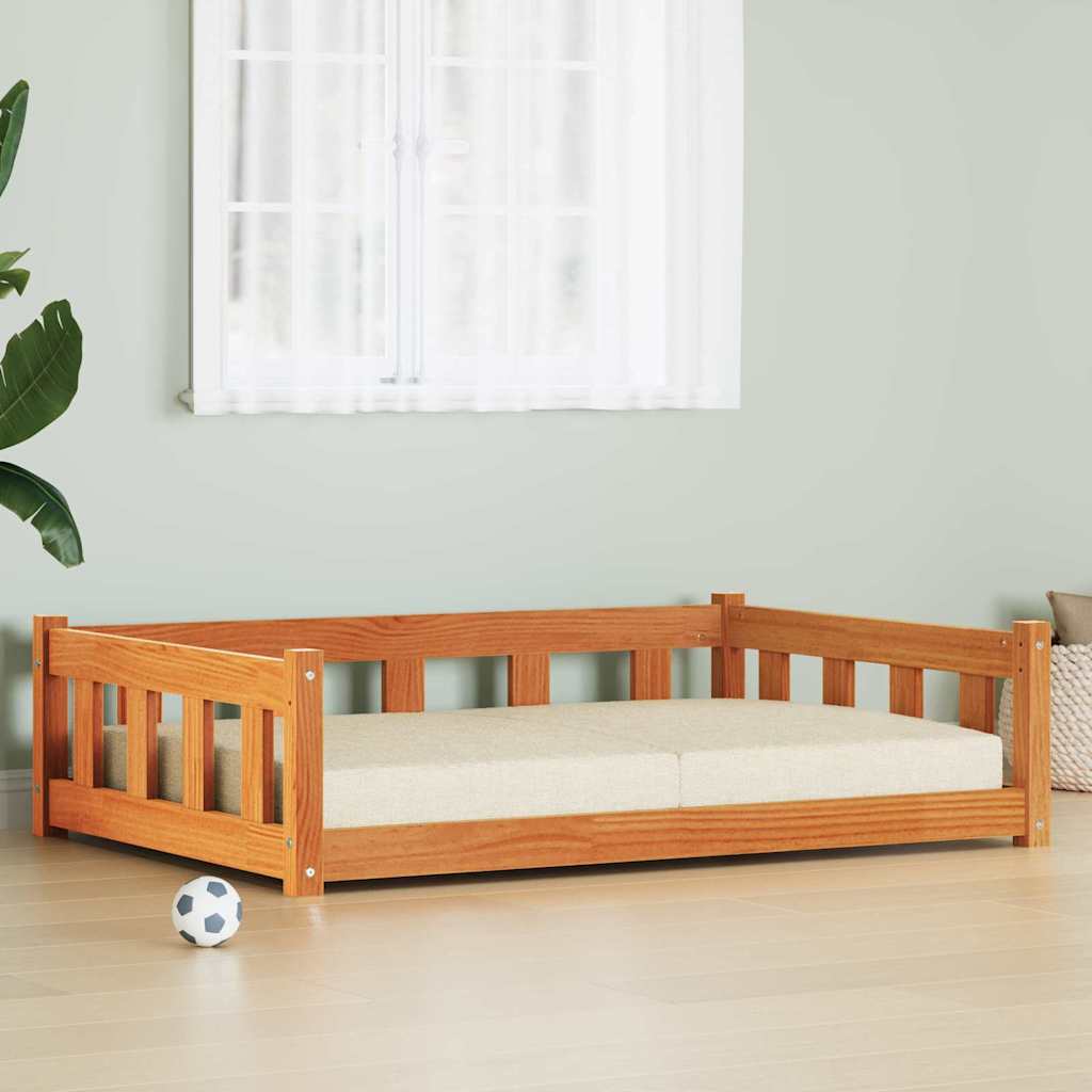 Hundebett 100 x 70 x 28 cm Massives Kiefernholz Wachsbraun