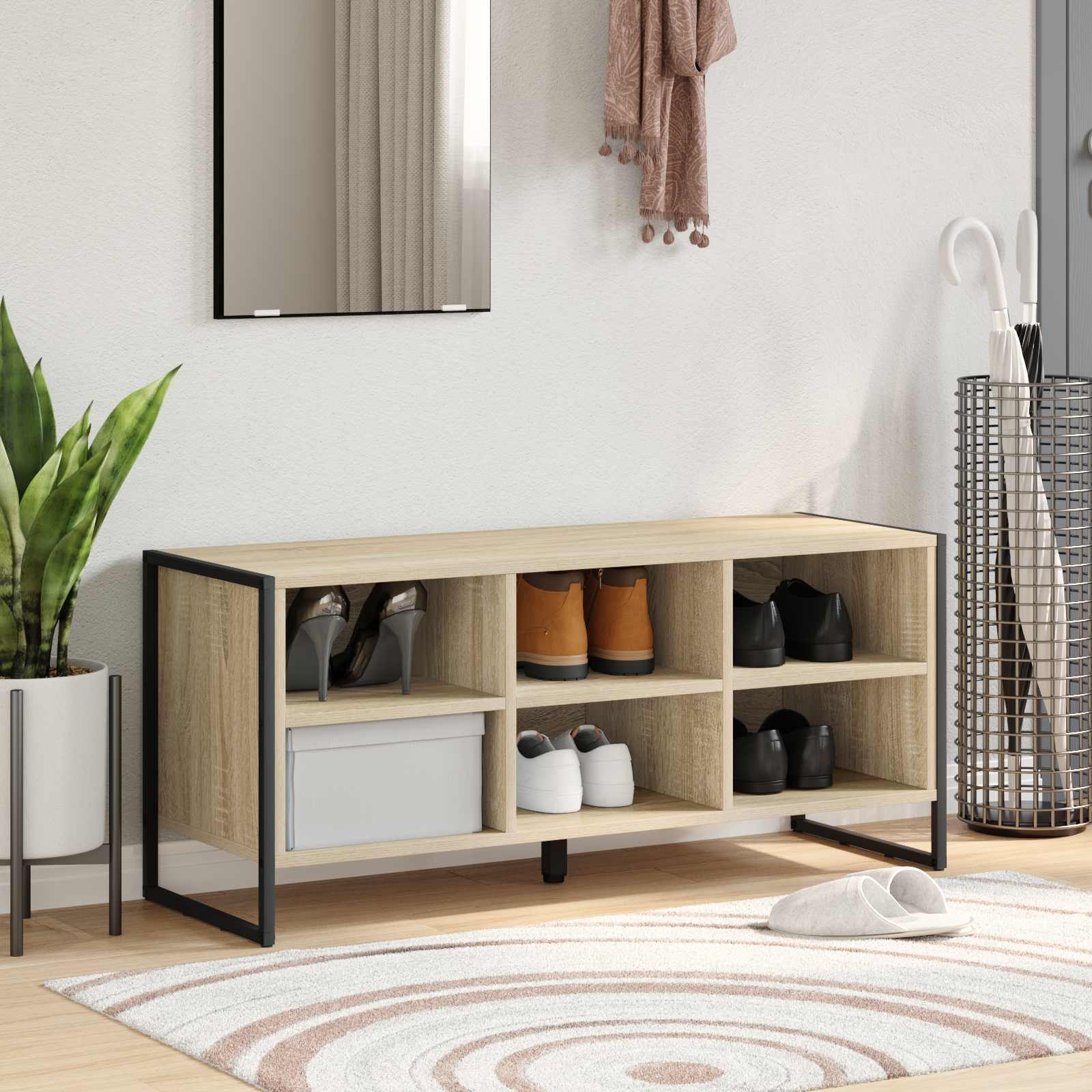 Schuhschrank 100 x 35 x 44 cm Holzwerkstoff Sonoma