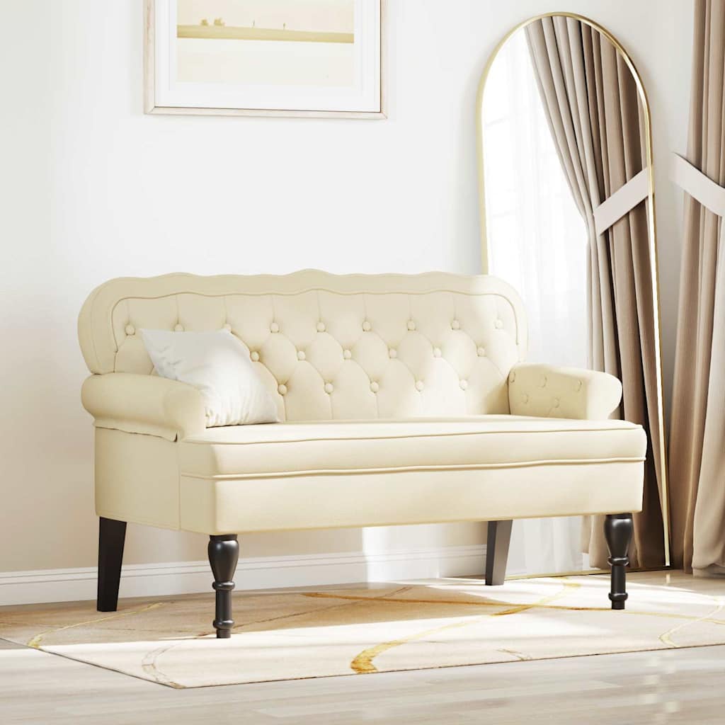 Chesterfield Bench Creme 119,5 x 64,5 x 75 cm Kunstleder