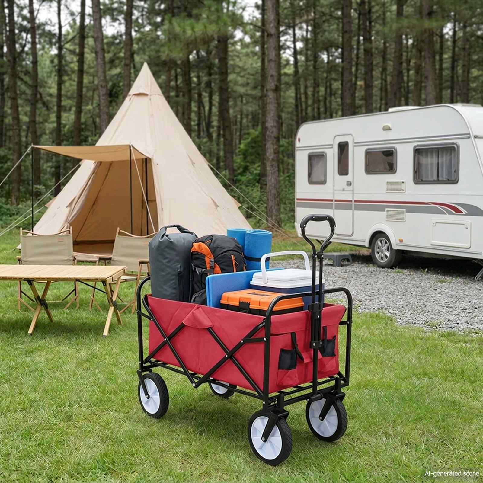 Faltbarer Einkaufstrolley mit Bremsen Rot 94 x 53 x 99 cm