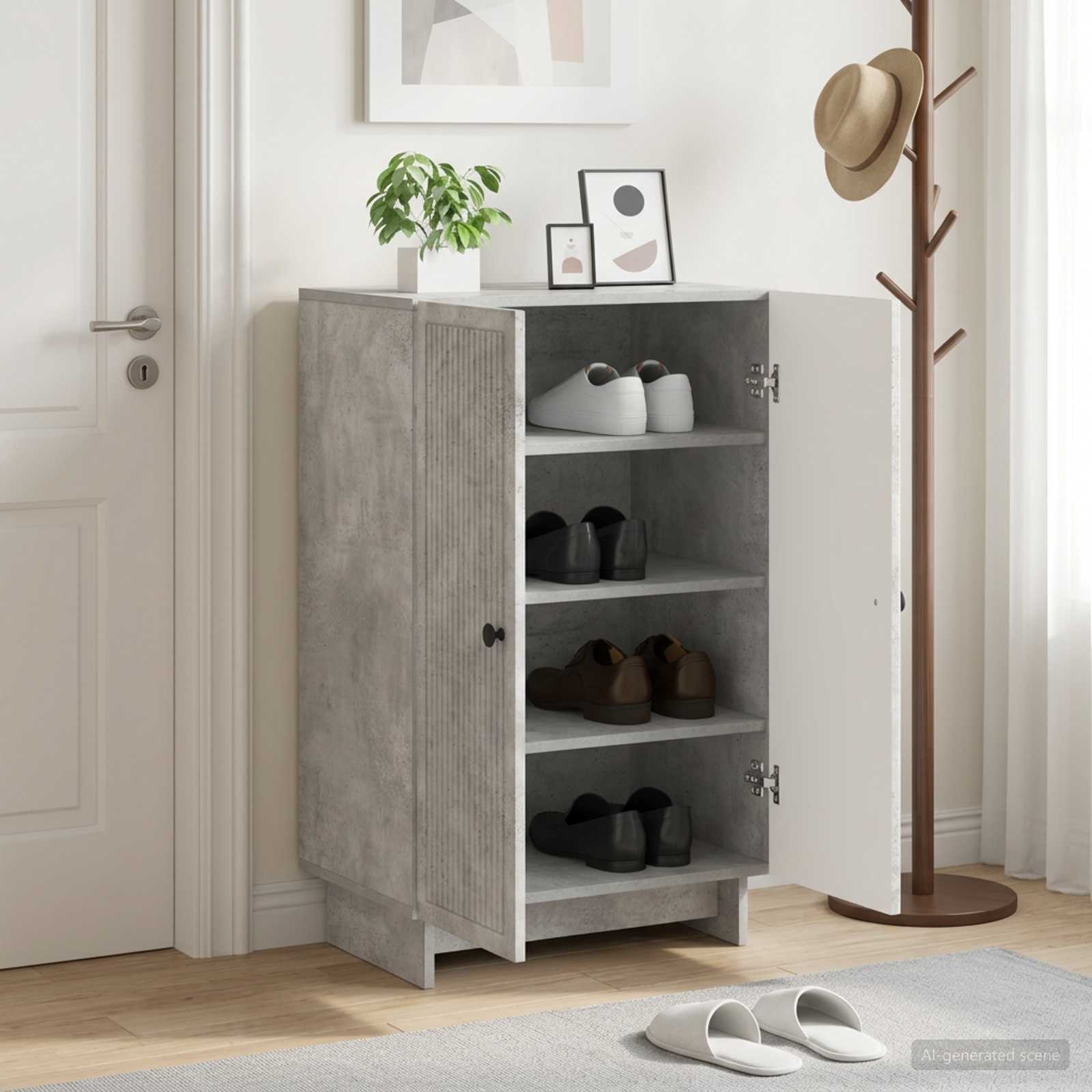 Schuhschrank EDE 59,5 x 39,5 x 90 cm Holzwerkstoff Betongrau