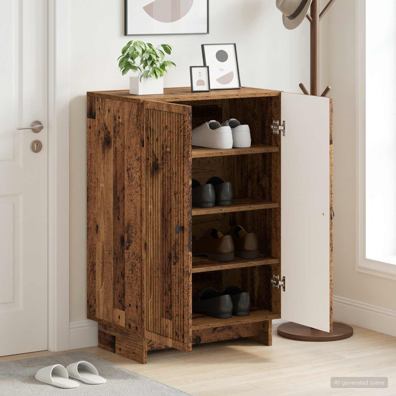 Schuhschrank EDE 59,5 x 39,5 x 90 cm Holzwerkstoff Altholz