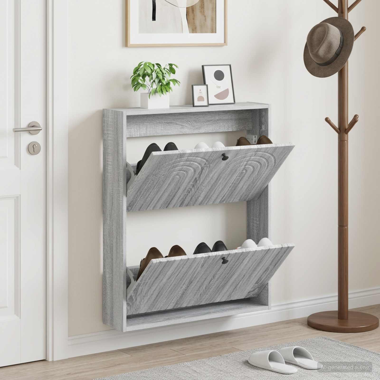 Wandmontierter Schuhschrank ALKMAAR 71 x 17 x 86 cm Sonoma-Grau