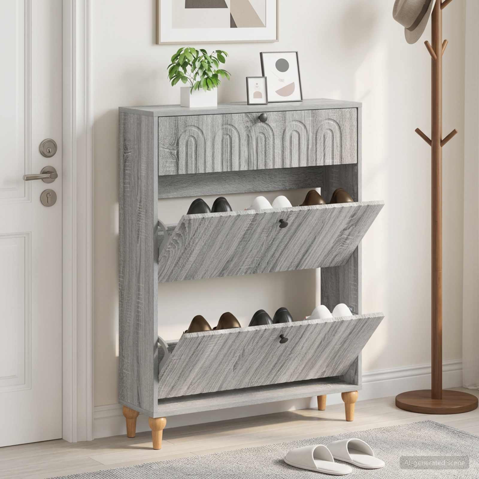 Schuhschrank ALKMAAR 78 x 24 x 103 cm Holzwerkstoff Sonoma-Grau