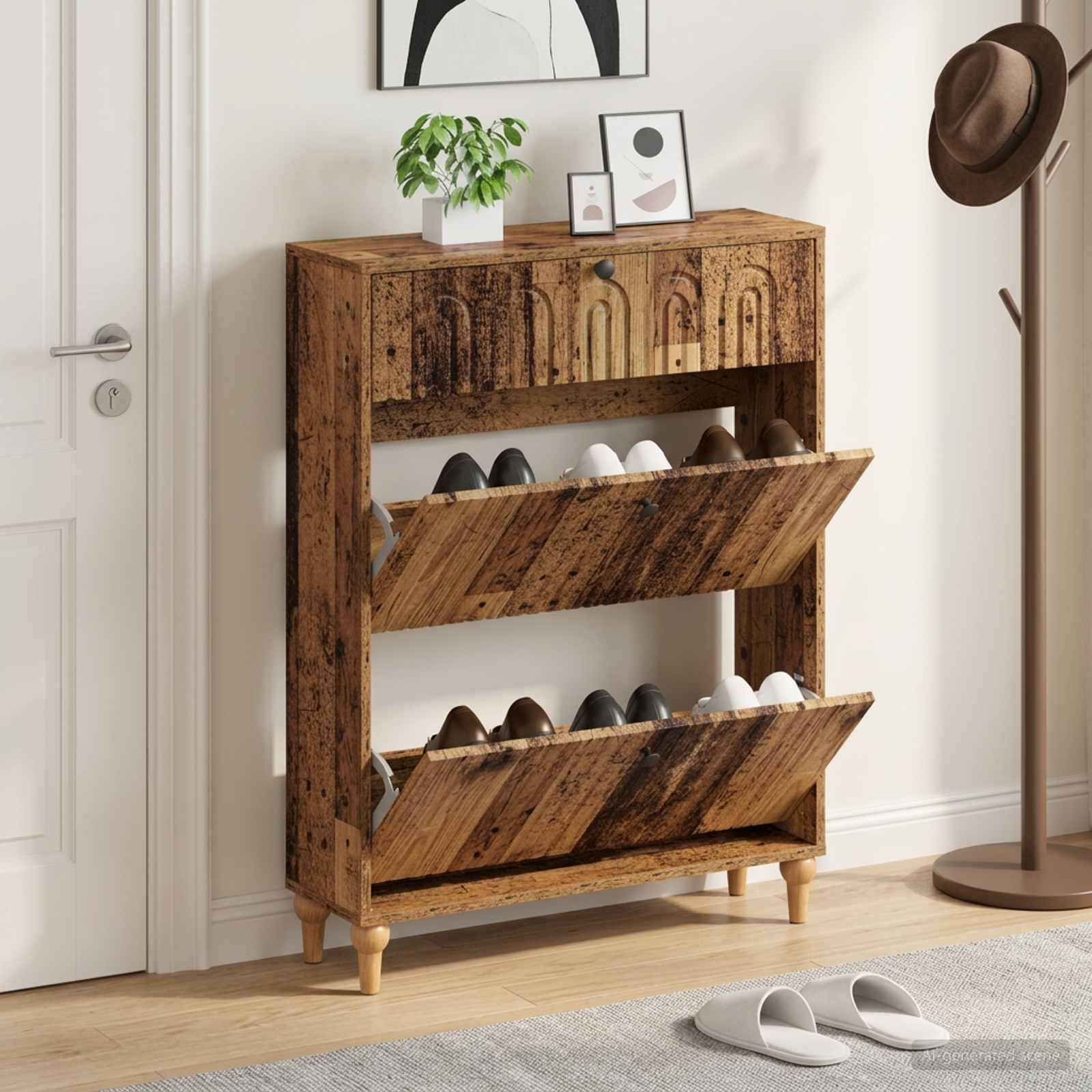 Schuhschrank ALKMAAR 78 x 24 x 103 cm Holzwerkstoff Altholz