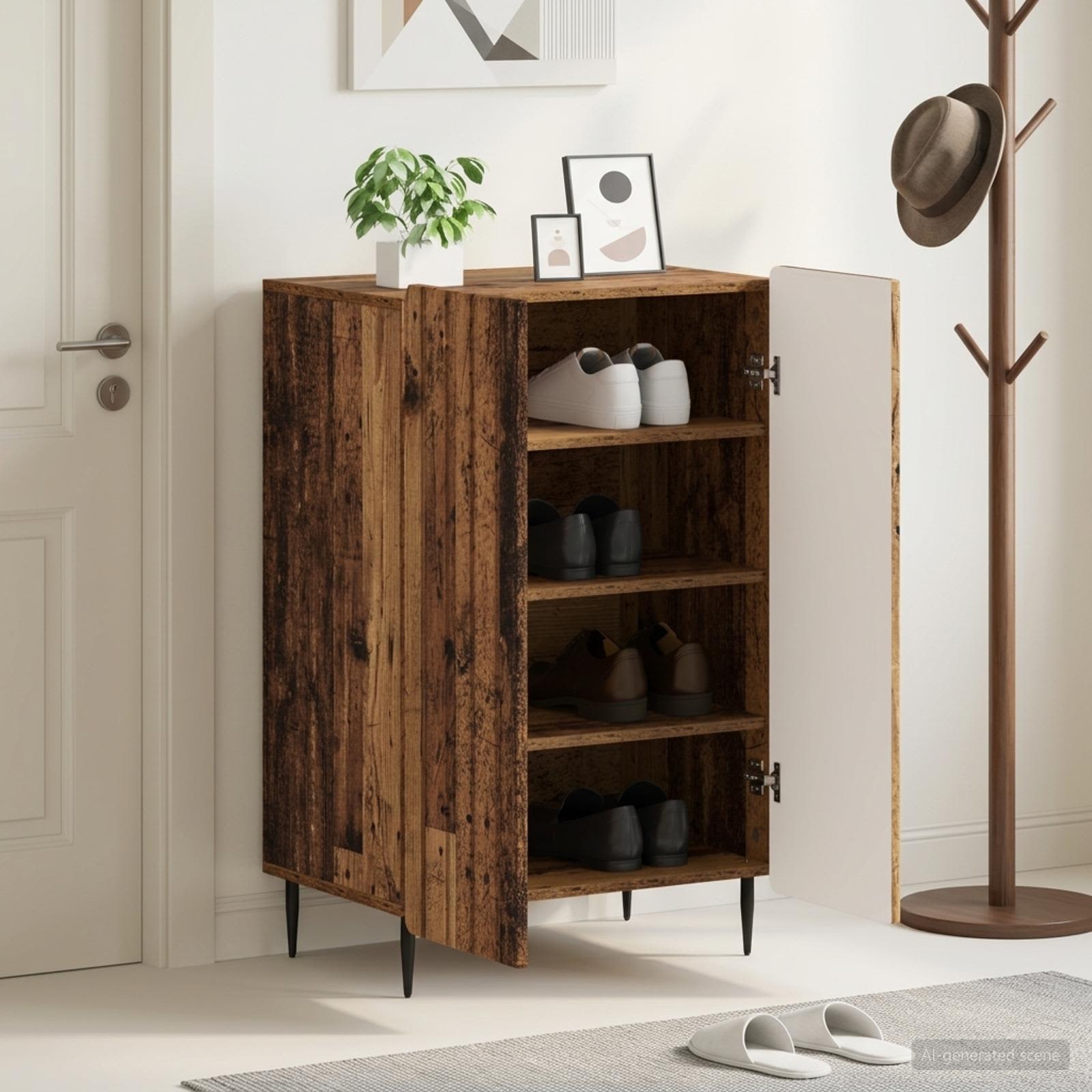 Schuhschrank ZWOLLE 59,5 x 39,5 x 91,5 cm Holzwerkstoff Altholz