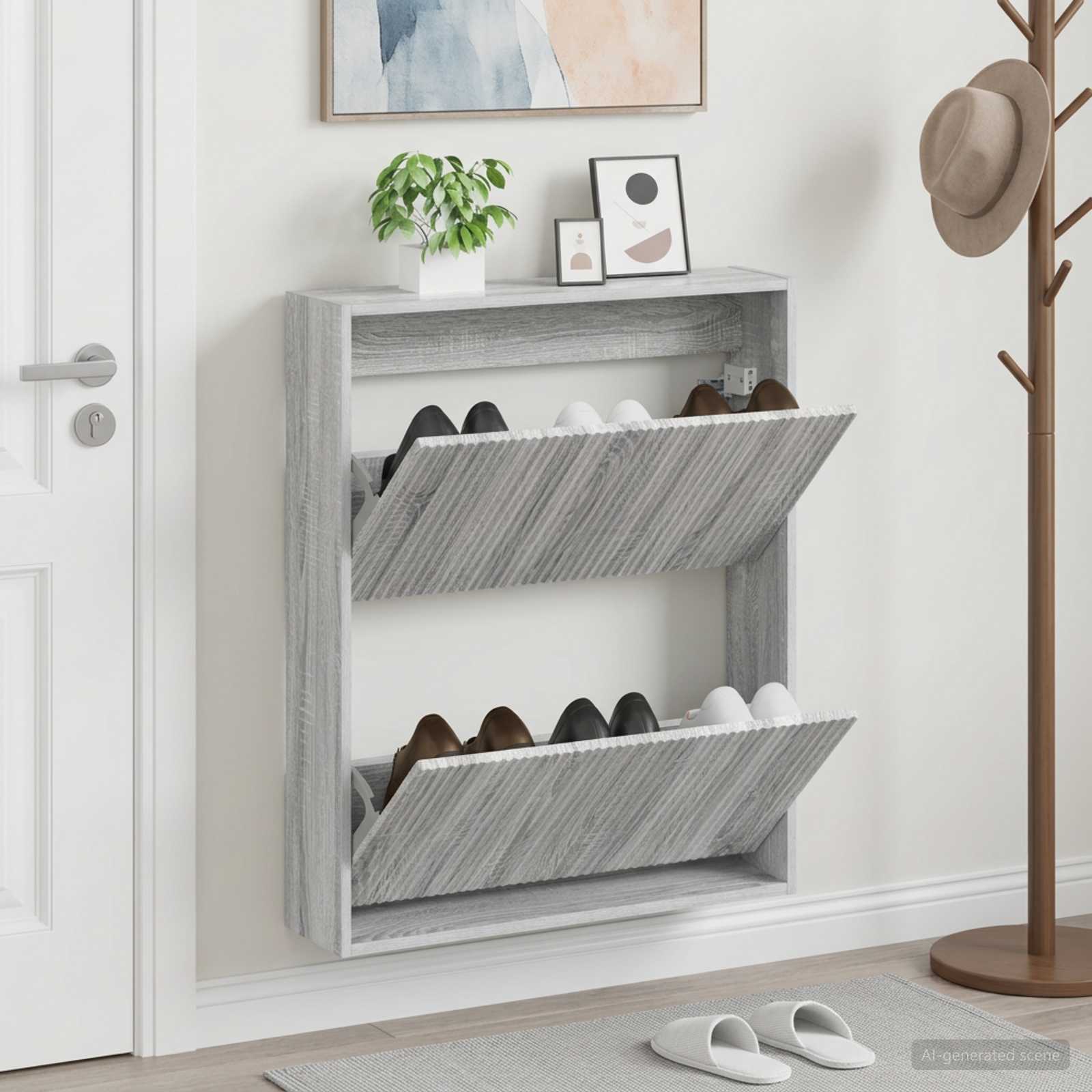 Wandmontierter Schuhschrank ARNHEM 71 x 17 x 86 cm Sonoma-Grau