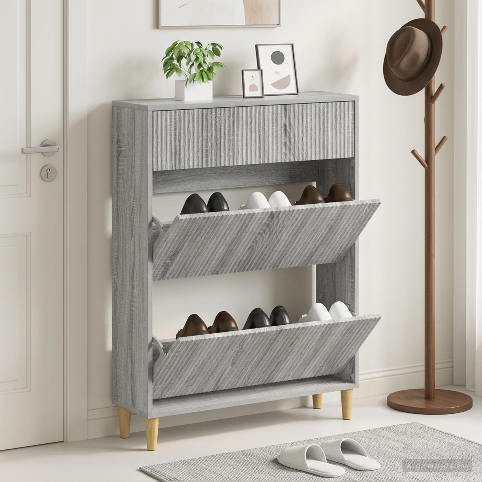 Schuhschrank ARNHEM 78 x 24 x 103 cm Holzwerkstoff Sonoma-Grau