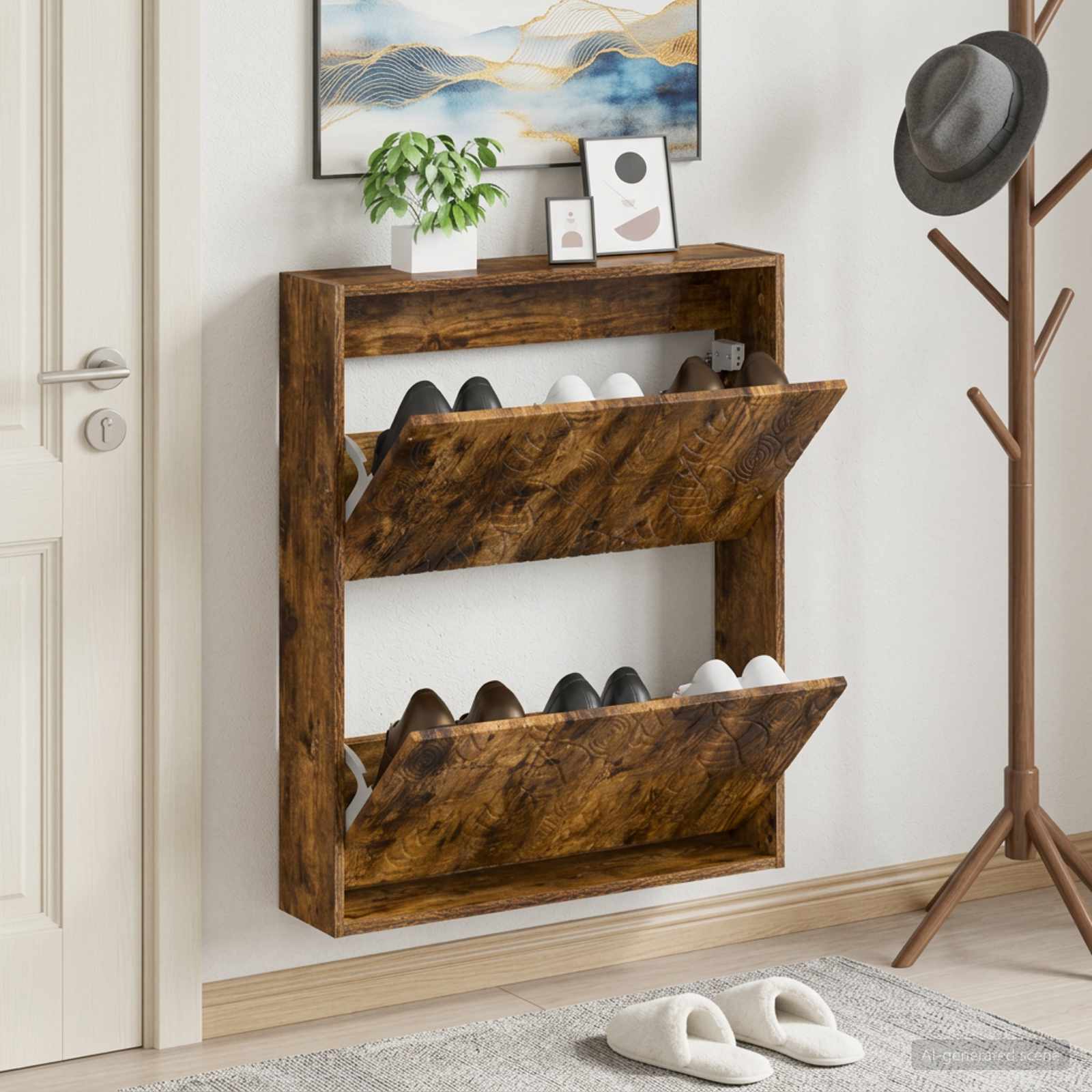 Wandmontierter Schuhschrank DELFT 71 x 17 x 86 cm Holzwerkstoff
