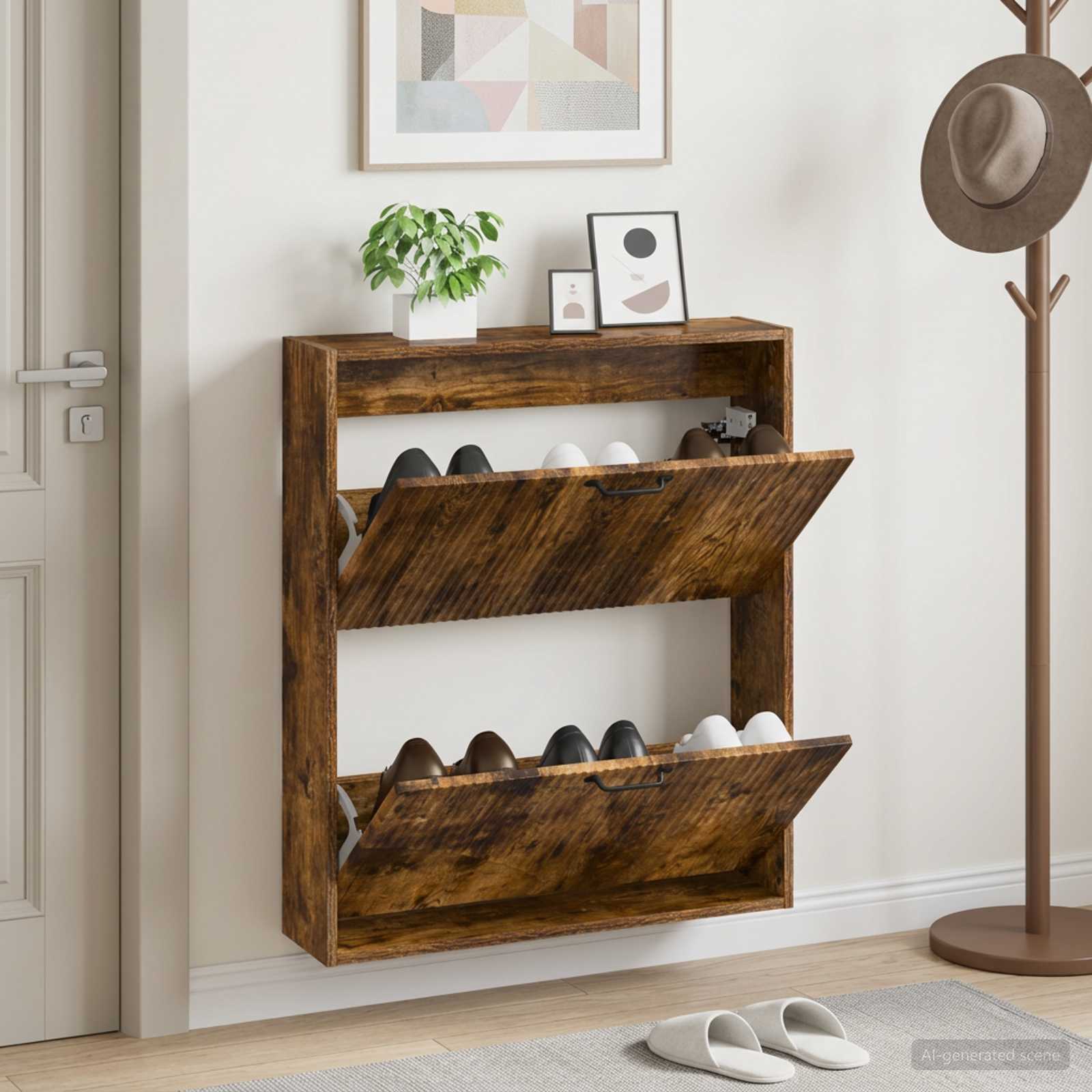 Wandmontierter Schuhschrank HOORN 71 x 17 x 86 cm Holzwerkstoff