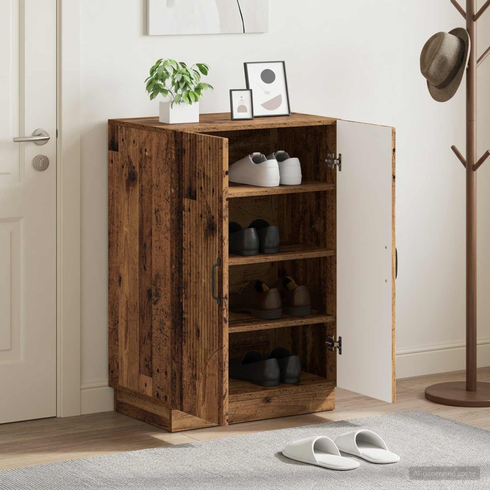 Schuhschrank HOORN 59,5 x 39,5 x 87 cm Holzwerkstoff Altholz