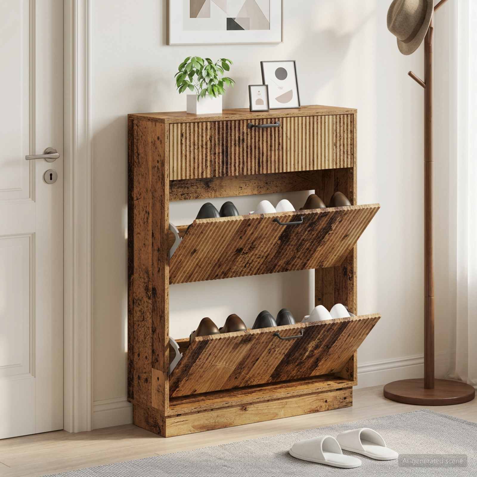 Schuhschrank HOORN 78 x 24 x 100 cm Holzwerkstoff Altholz