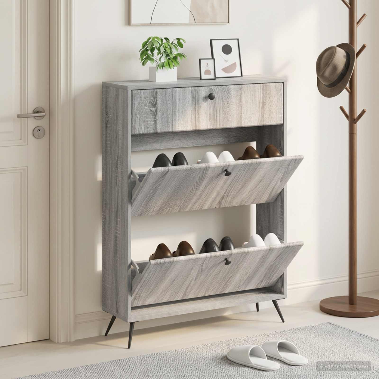 Schuhschrank BREDA 78 x 24 x 103 cm Holzwerkstoff Sonoma-Grau
