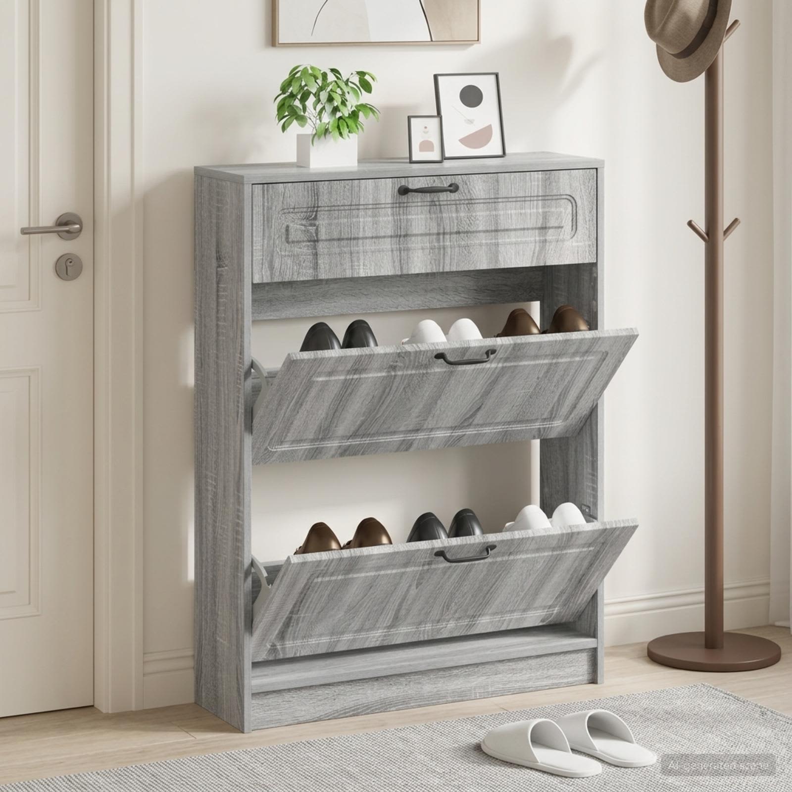 Schuhschrank UTRECHT 78 x 24 x 100 cm Holzwerkstoff Sonoma-Grau