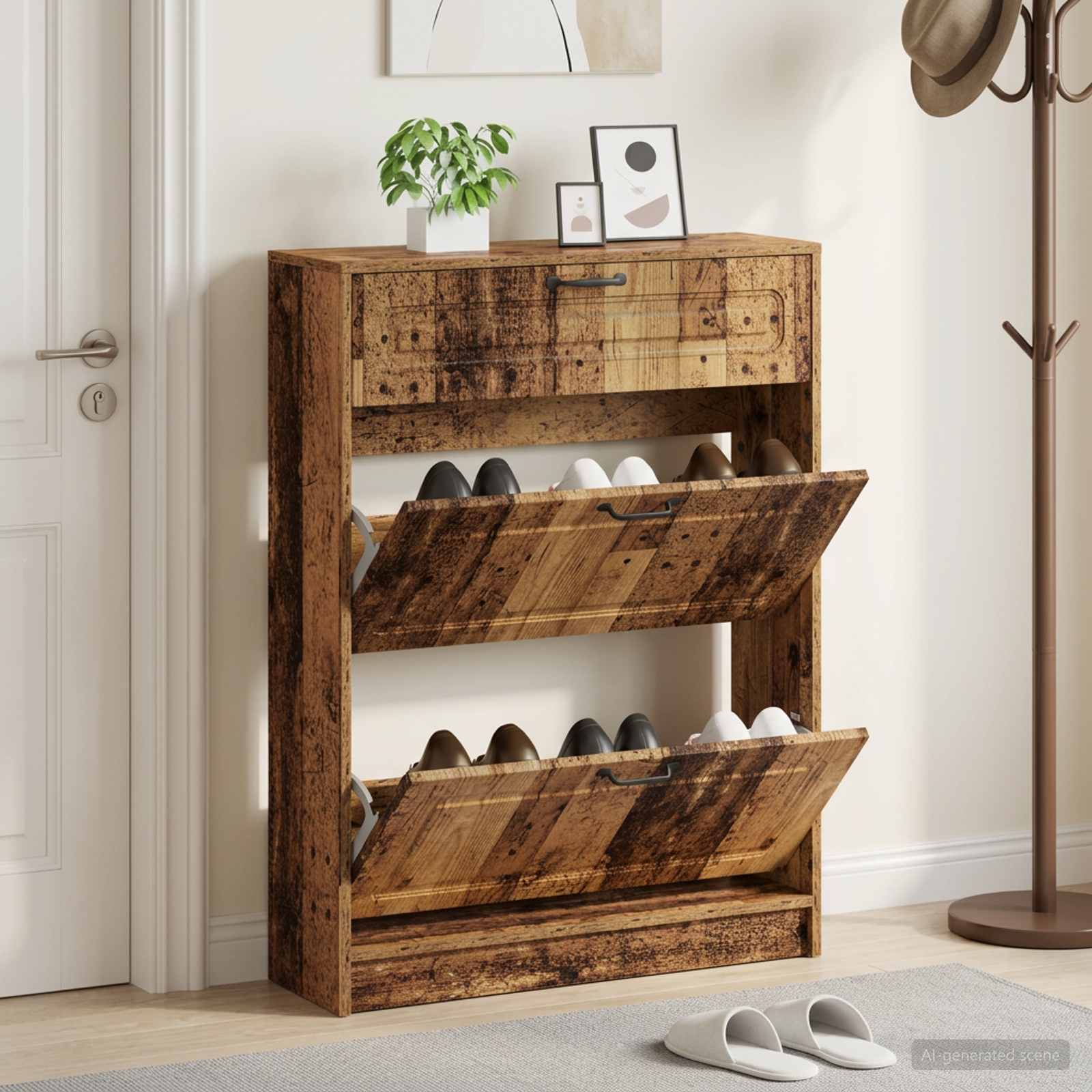 Schuhschrank UTRECHT 78 x 24 x 100 cm Holzwerkstoff Altholz