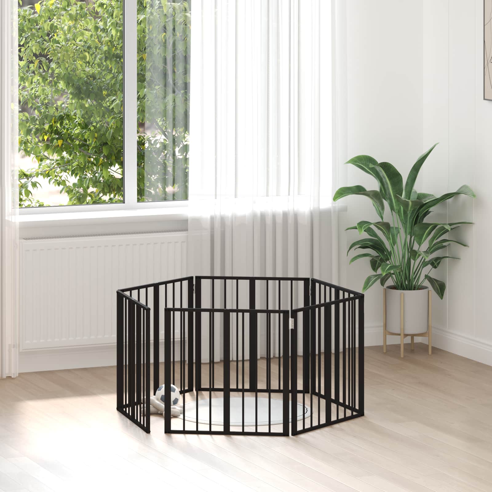 Hundetor 6 stk. Schwarz 60 x 60 cm Verzinkter Stahl
