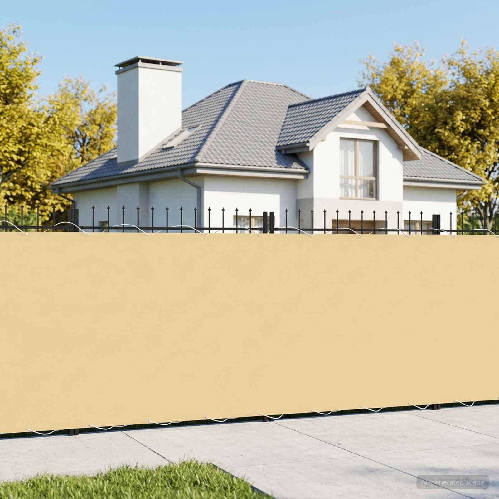 Balkon Sichtschutz 200 x 1000 cm Stoff mit PU-Beschichtung Sand