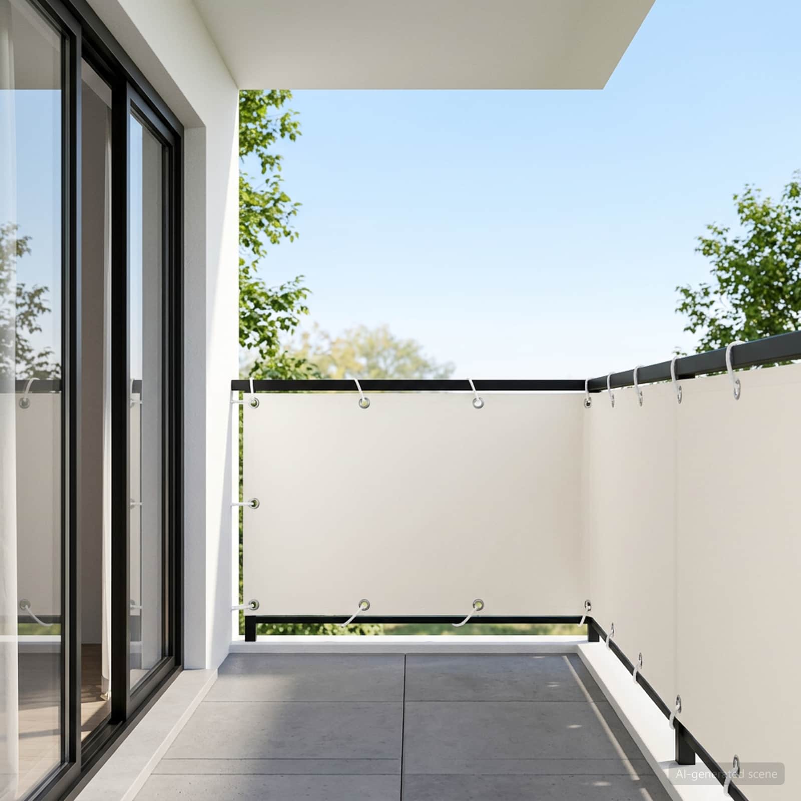 Balkon Sichtschutz 150 x 800 cm Stoff mit PU-Beschichtung Weiß