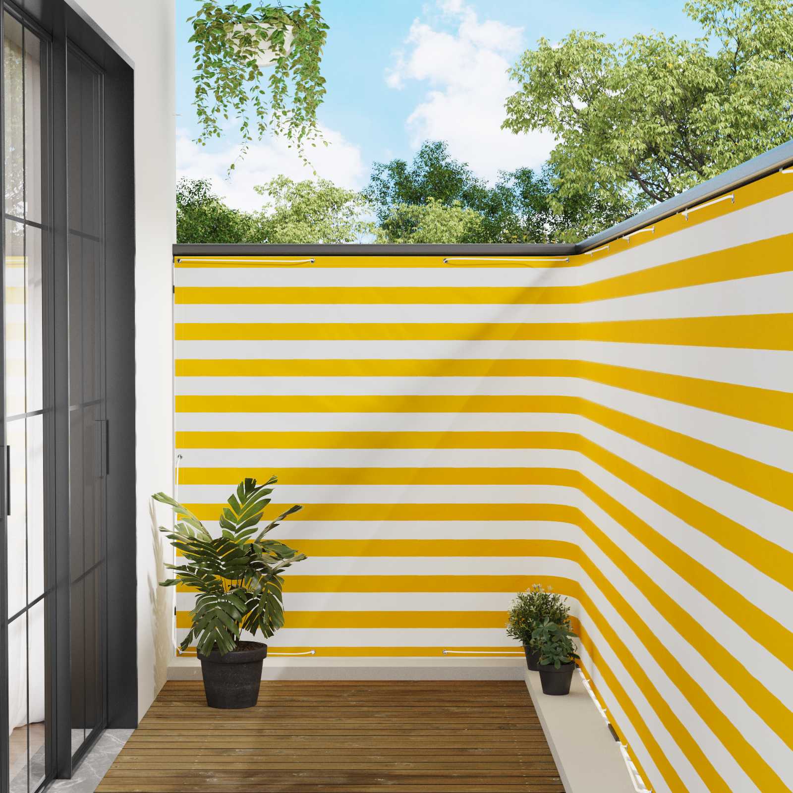 Balkon Sichtschutz 150 x 600 cm Stoff mit PU-Beschichtung