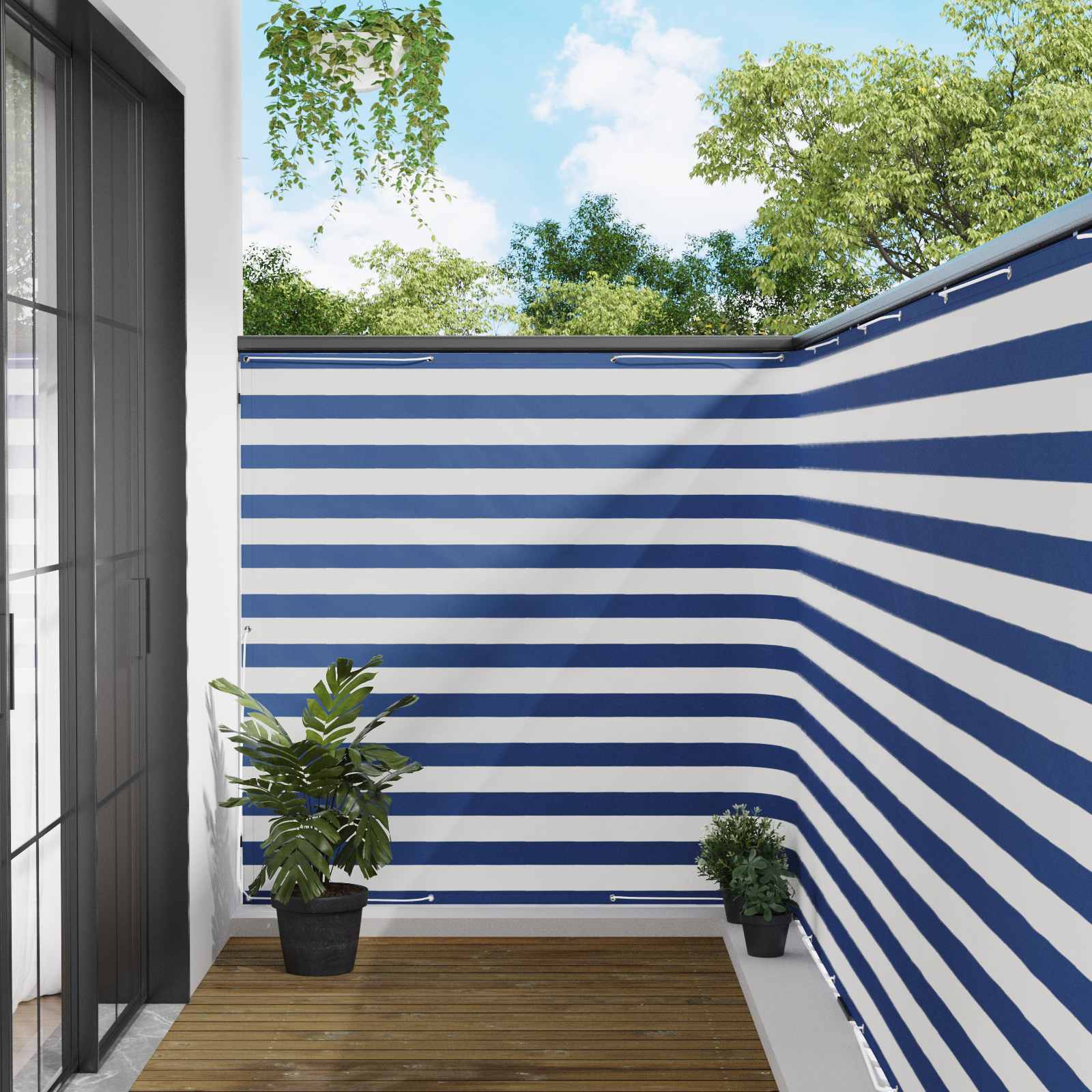 Balkon Sichtschutz 150 x 200 cm Stoff mit PU-Beschichtung