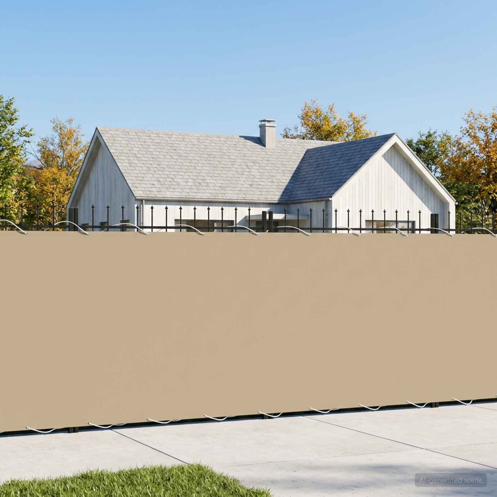 Balkon Sichtschutz 200 x 700 cm Stoff mit PU-Beschichtung Beige