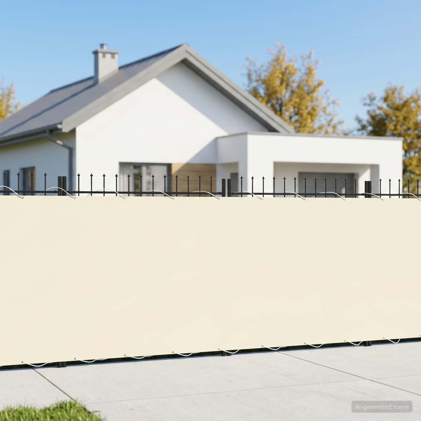 Balkon Sichtschutz 200 x 800 cm Stoff mit PU-Beschichtung Creme