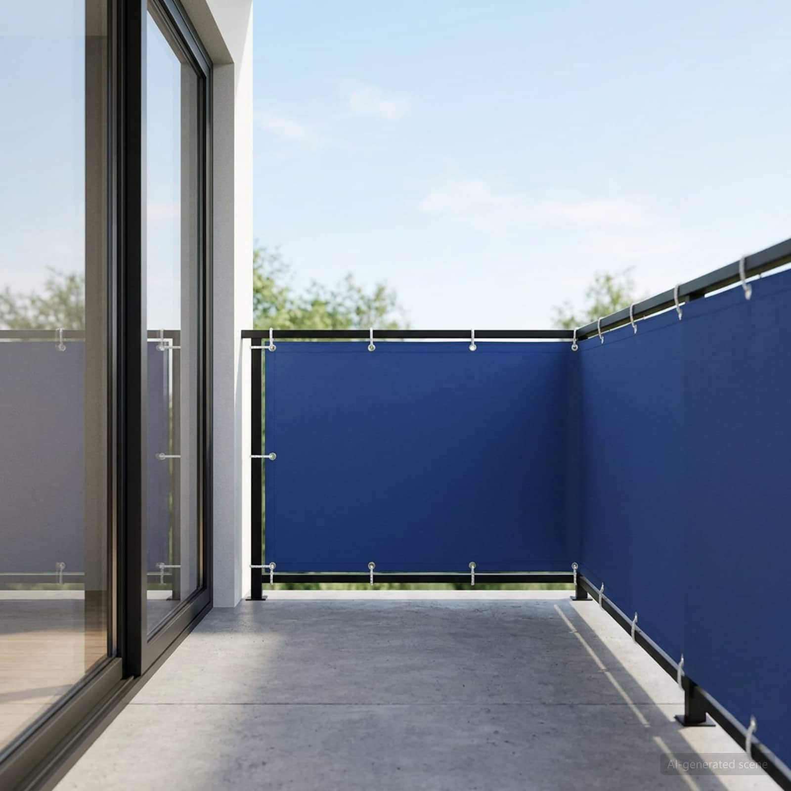 Balkon Sichtschutz 150 x 1000 cm Stoff mit PU-Beschichtung Blau