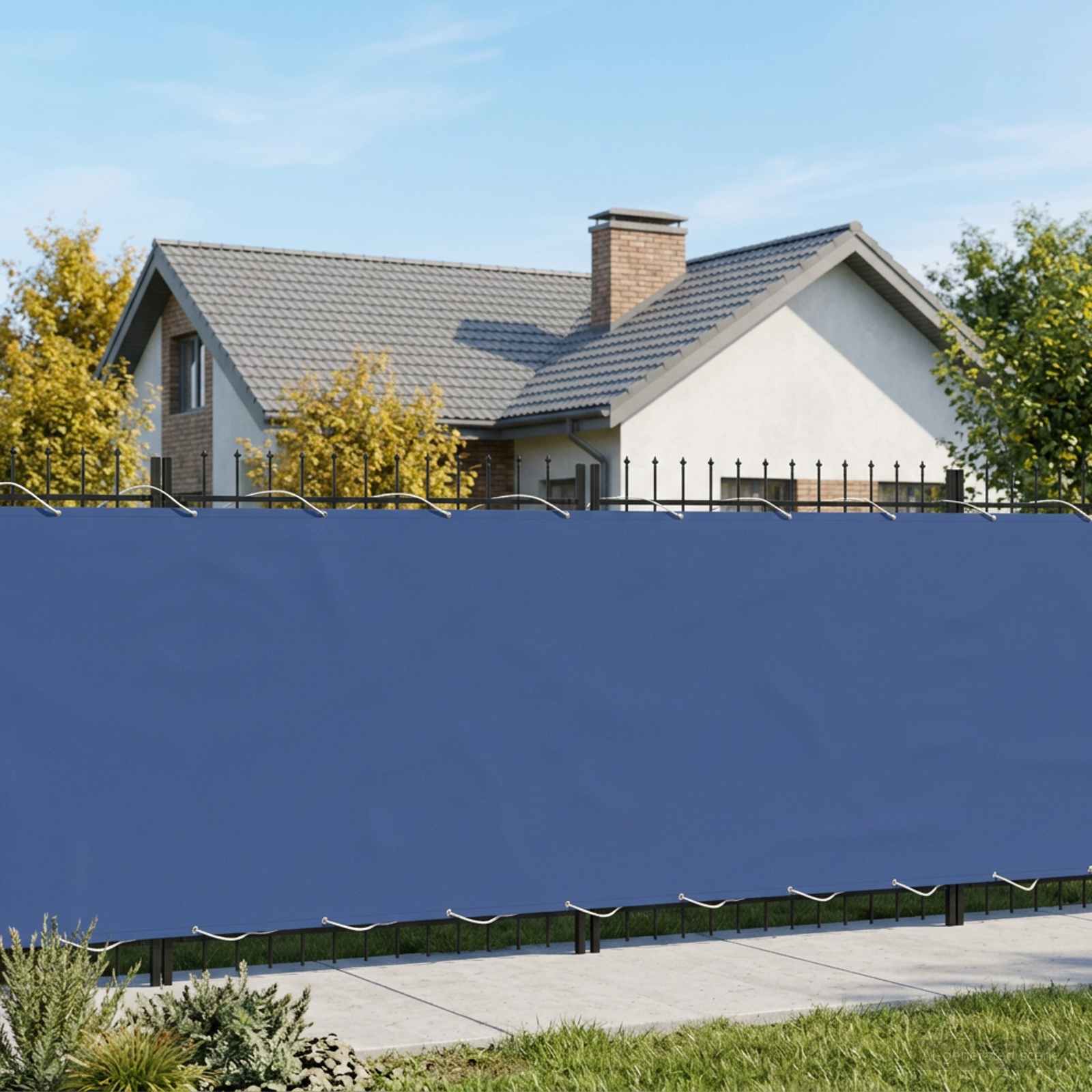 Balkon Sichtschutz 200 x 800 cm Stoff mit PU-Beschichtung Blau