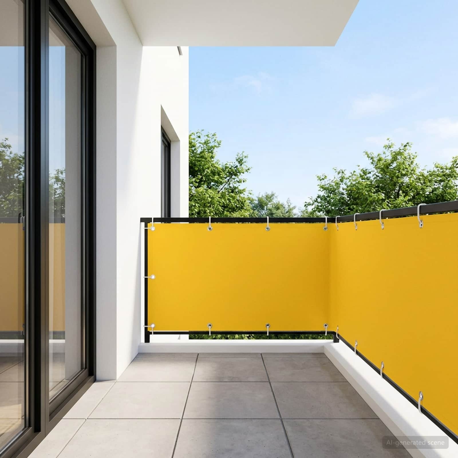 Balkon Sichtschutz 150 x 1000 cm Stoff mit PU-Beschichtung Gelb