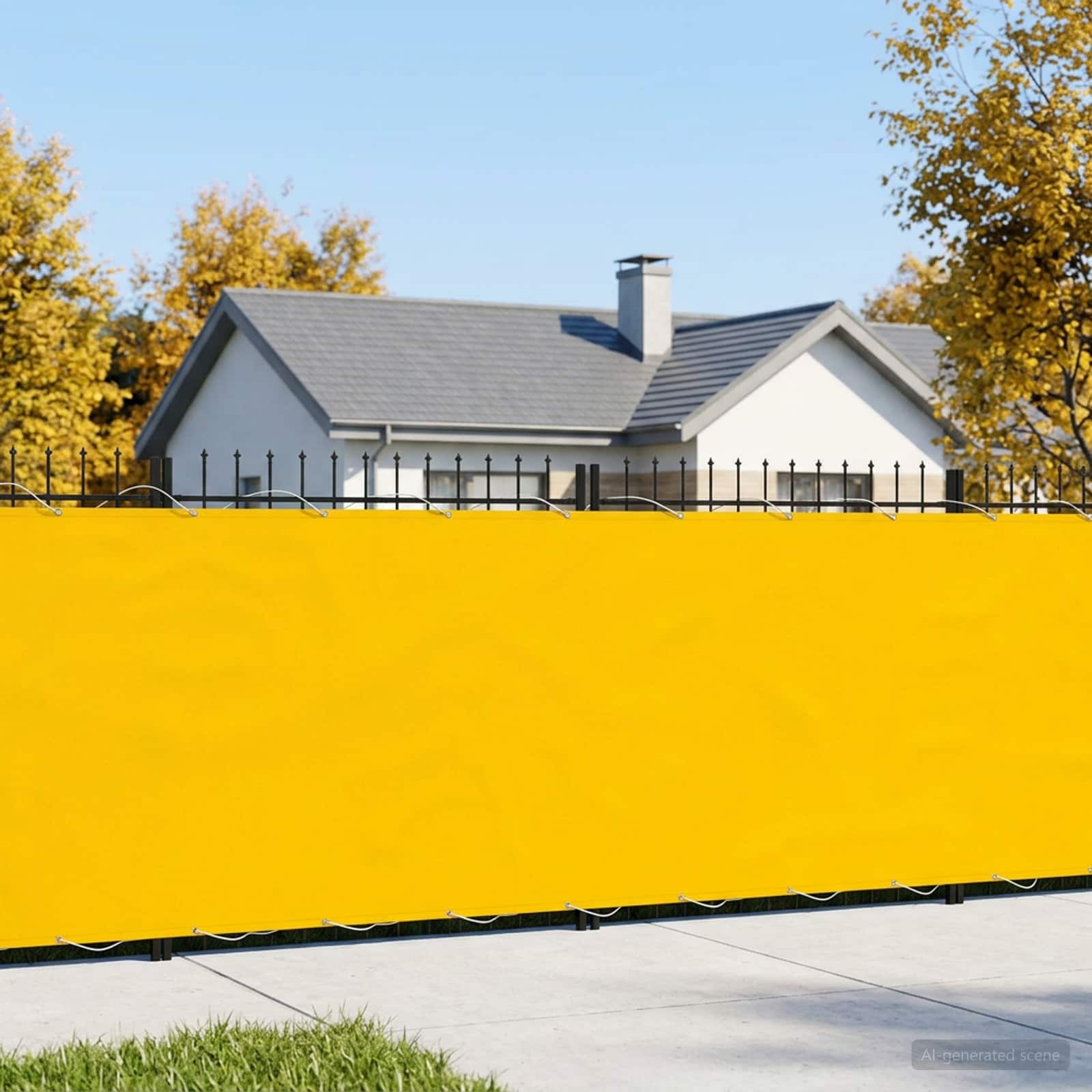 Balkon Sichtschutz 200 x 800 cm Stoff mit PU-Beschichtung Gelb
