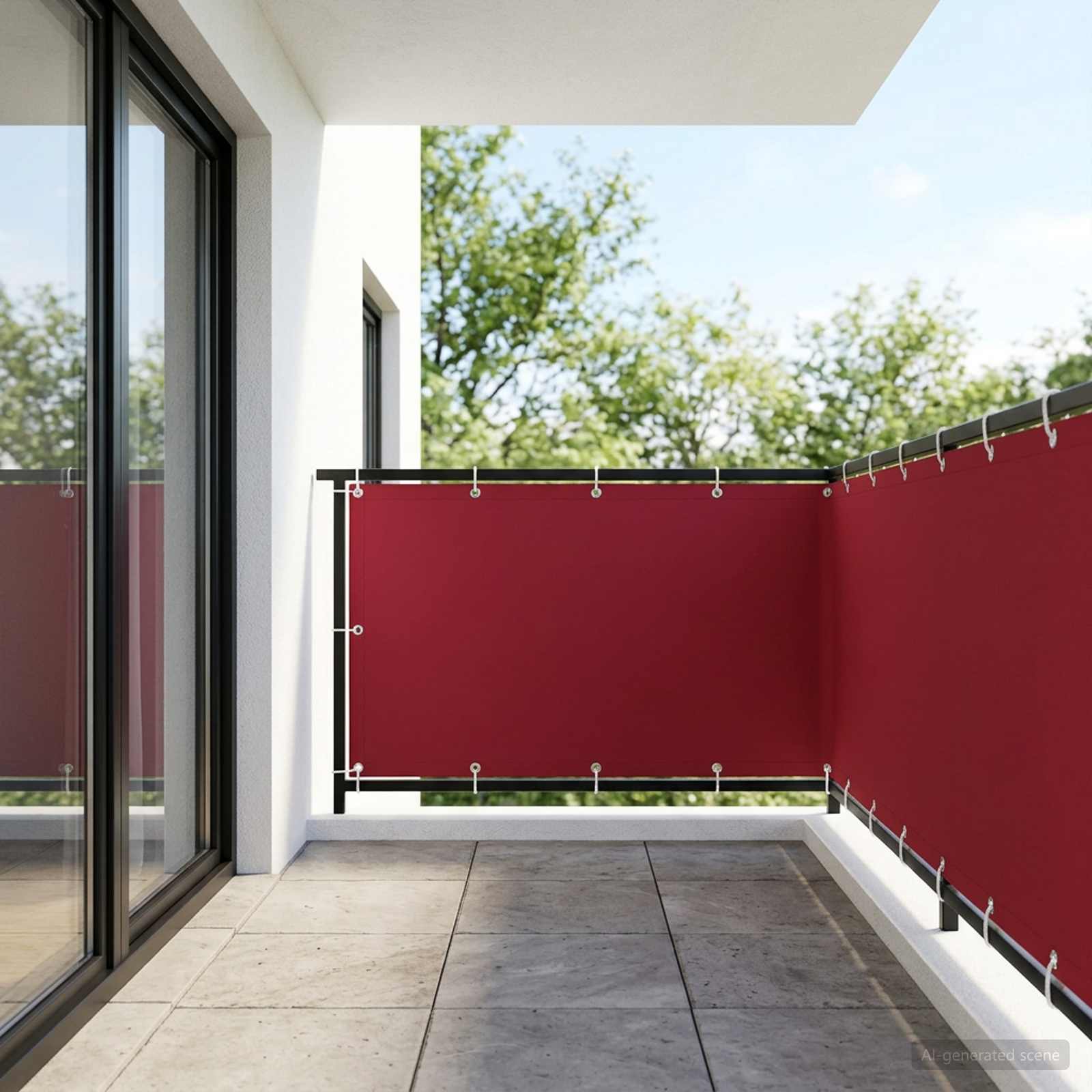 Balkon Sichtschutz 150 x 1000 cm Stoff mit PU-Beschichtung Rot