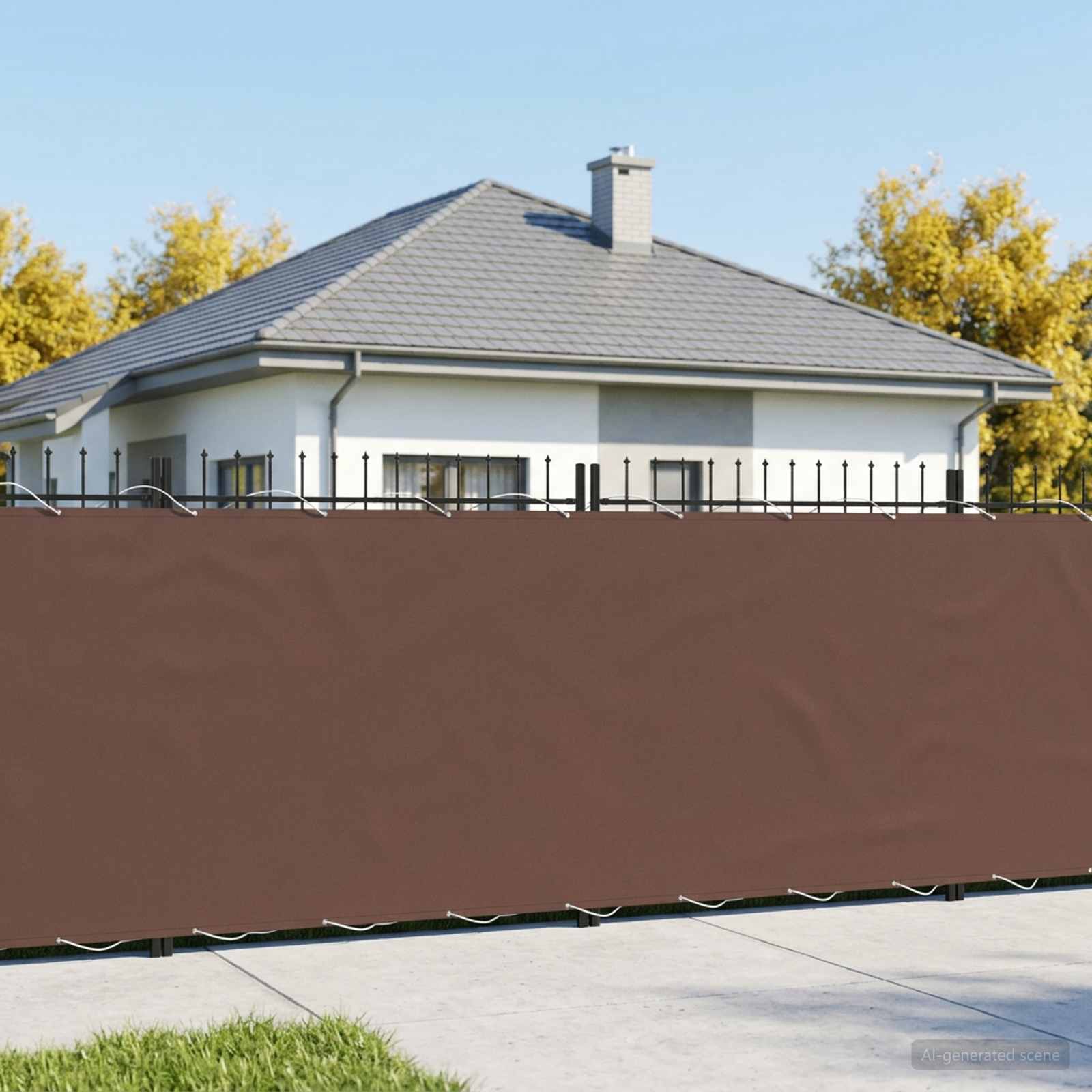 Balkon Sichtschutz 150 x 800 cm Stoff mit PU-Beschichtung Braun
