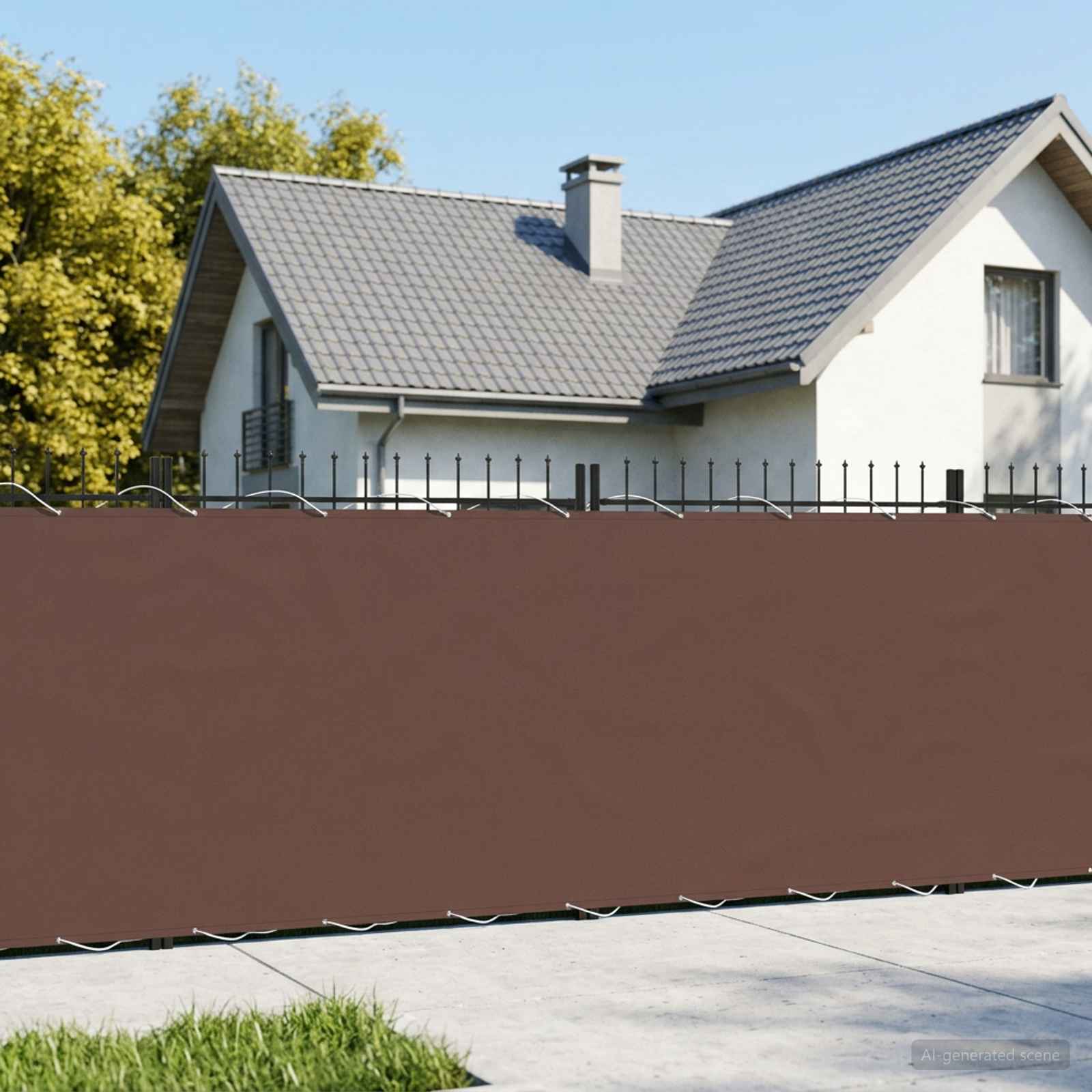 Balkon Sichtschutz 200 x 800 cm Stoff mit PU-Beschichtung Braun