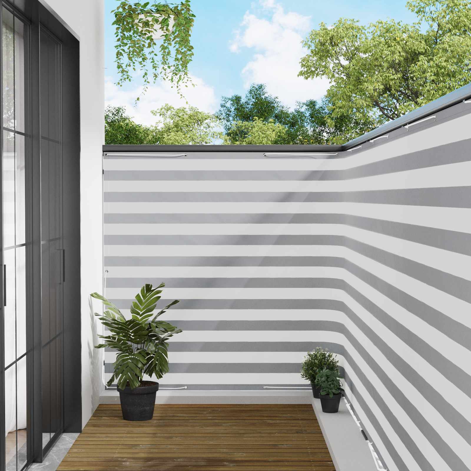 Balkon Sichtschutz 150 x 800 cm Stoff mit PU-Beschichtung