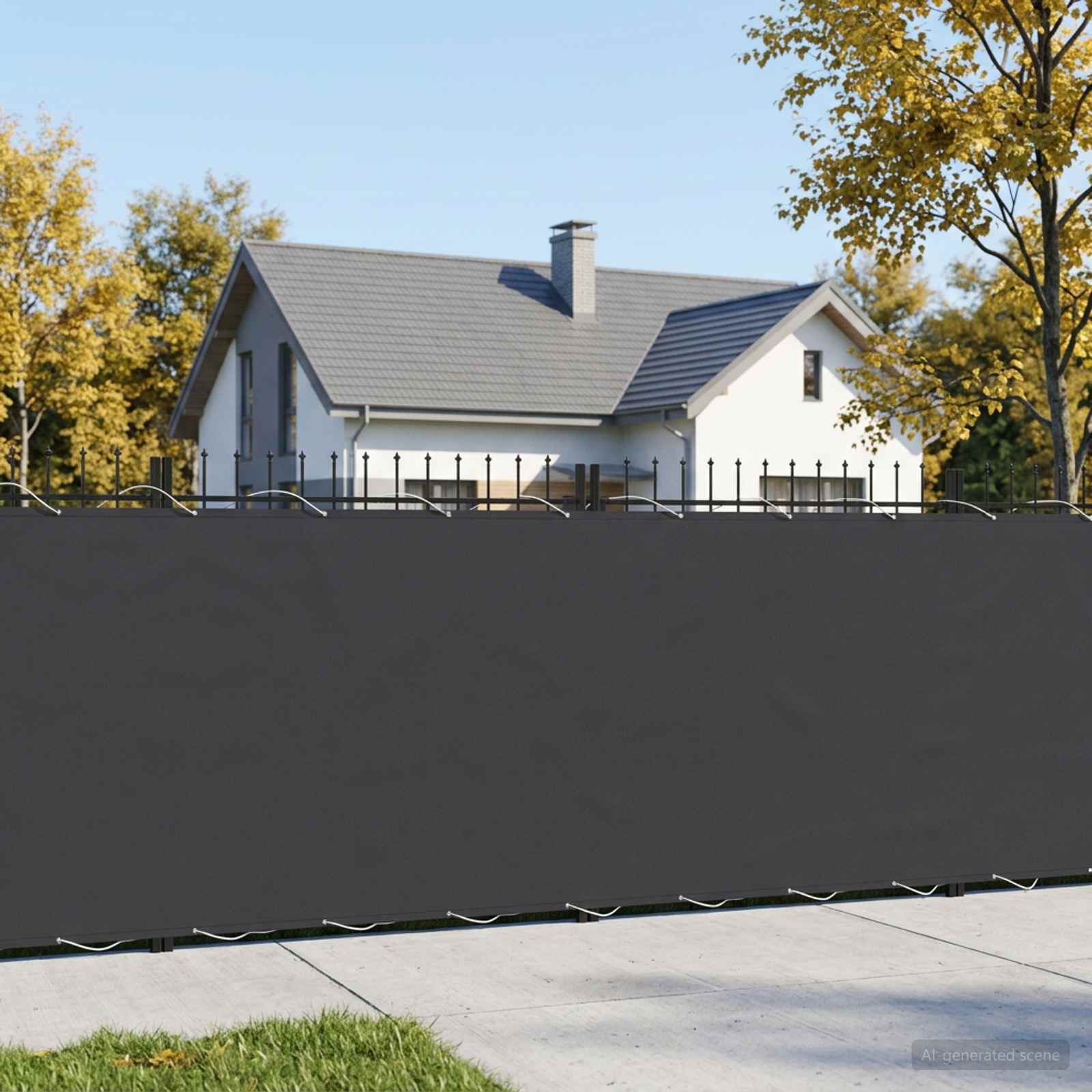Balkon-Sichtschutz 1,2 x 15 m Stoff mit PU-Beschichtung Schwarz