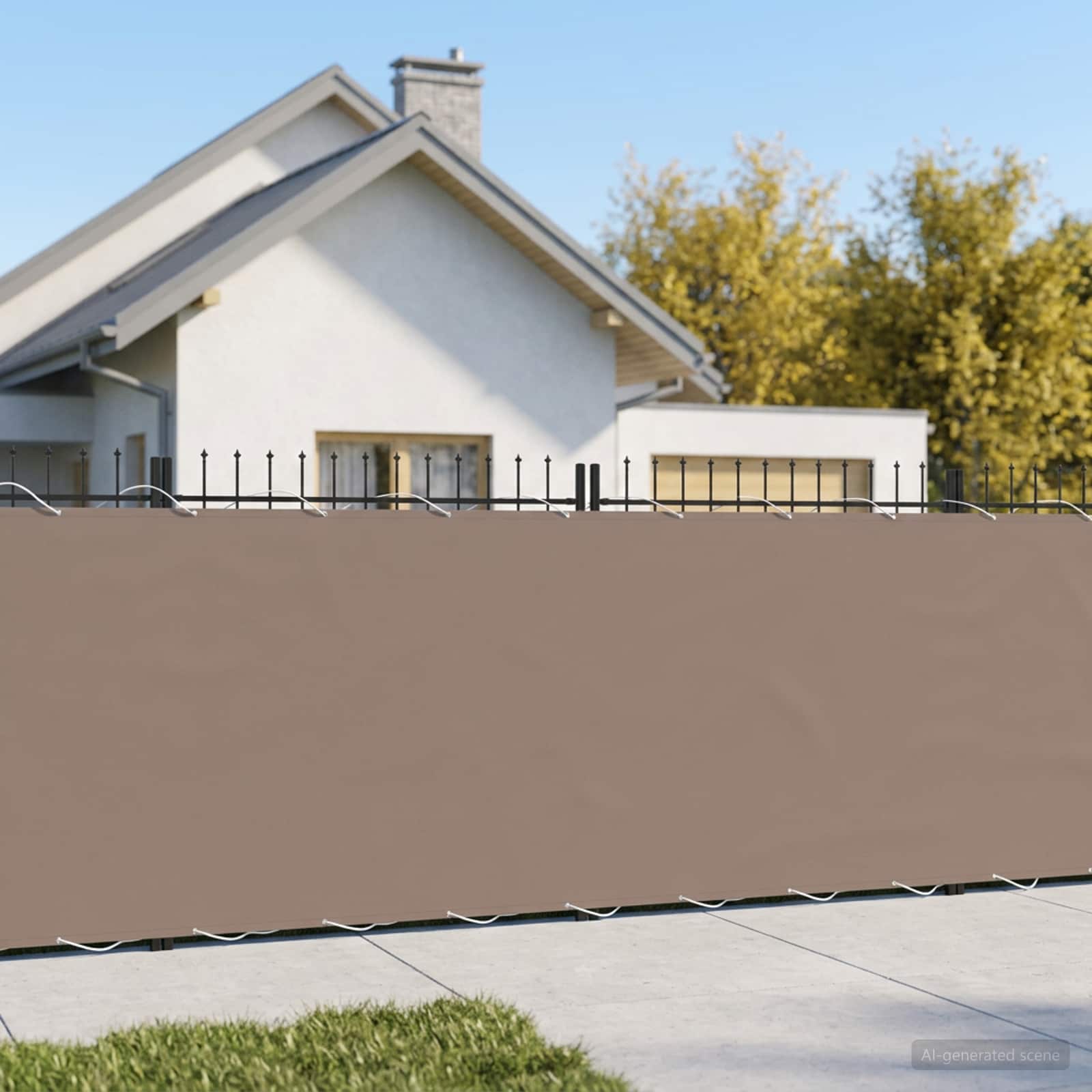 Balkon-Sichtschutz 1,5 x 15 m Stoff mit PU-Beschichtung Taupe