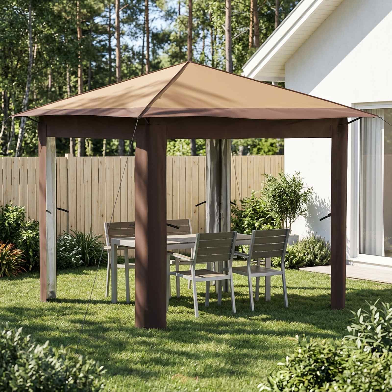 Gazebo ohne Seitenwand 2,6 x 2,6 m Beige und Braun