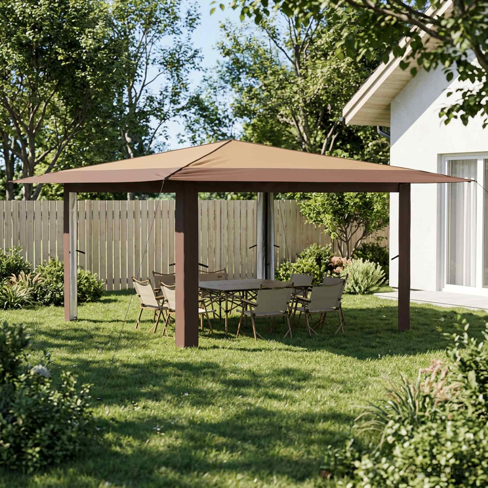 Pavillon ohne Seitenwand 4 x 4 m Beige und Braun