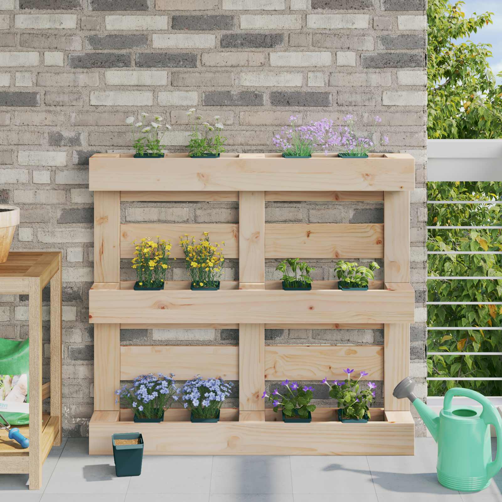 Blumenboxen für Euro-Paletten 12 stk. Grün 14 x 9 x 9,5 cm