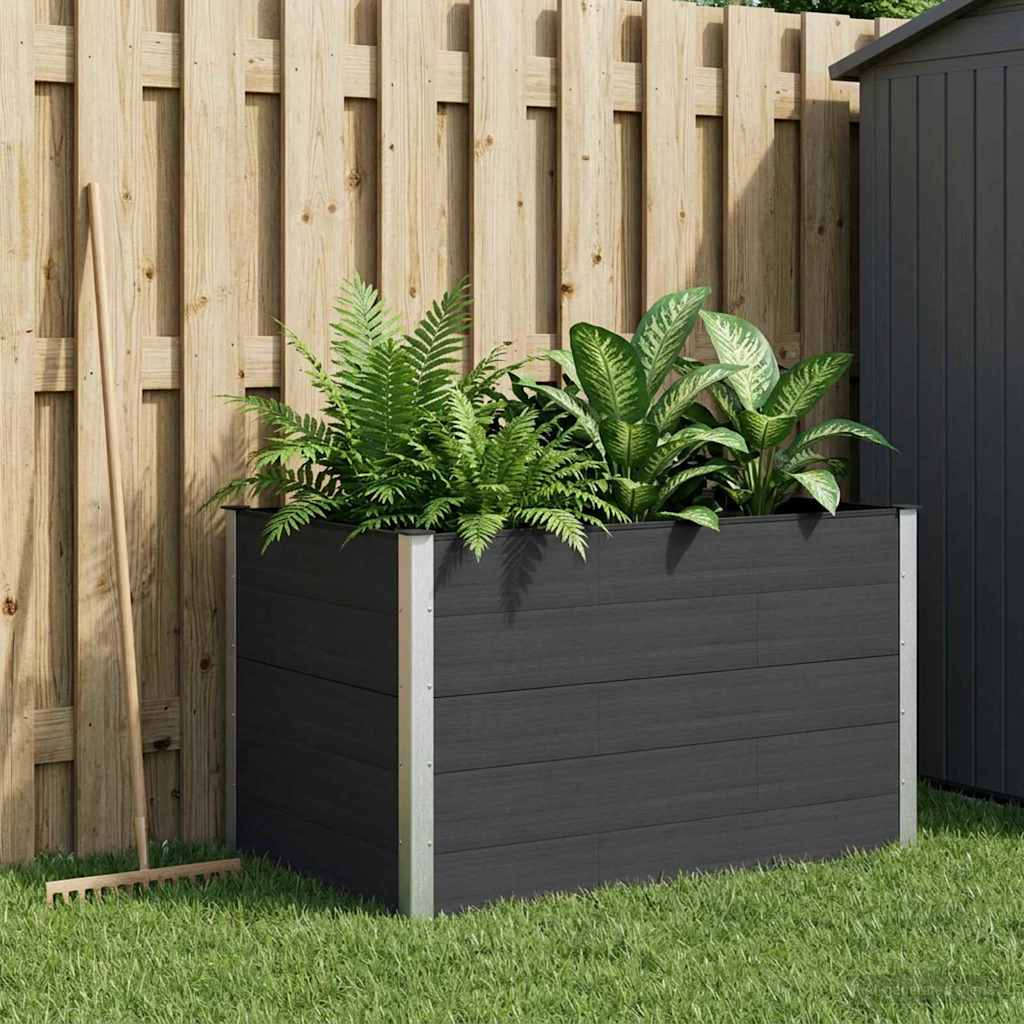 Hochbeet Schwarz 150 x 100 x 91 cm WPC und Aluminium