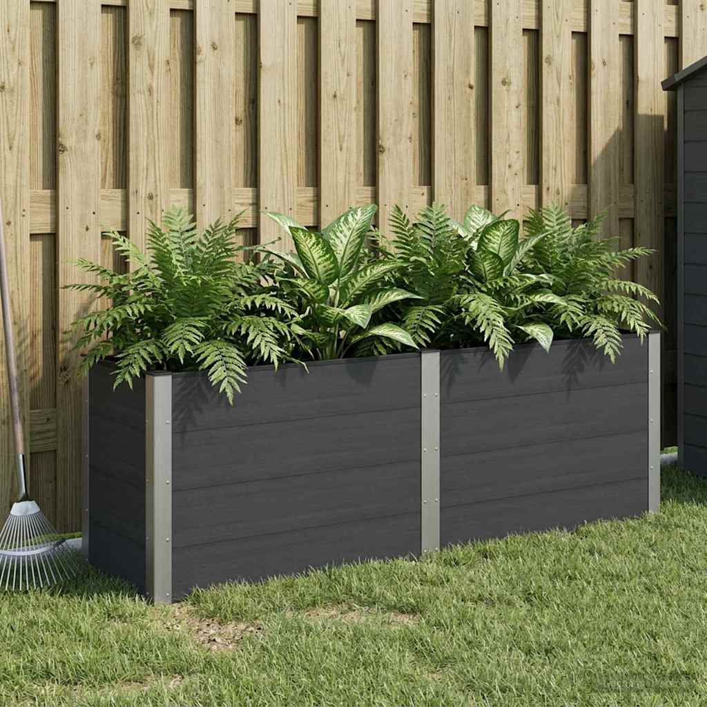 Hochbeet Schwarz 200 x 50 x 91 cm WPC und Aluminium