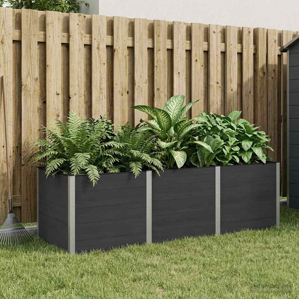 Hochbeet Schwarz 300 x 100 x 91 cm WPC und Aluminium