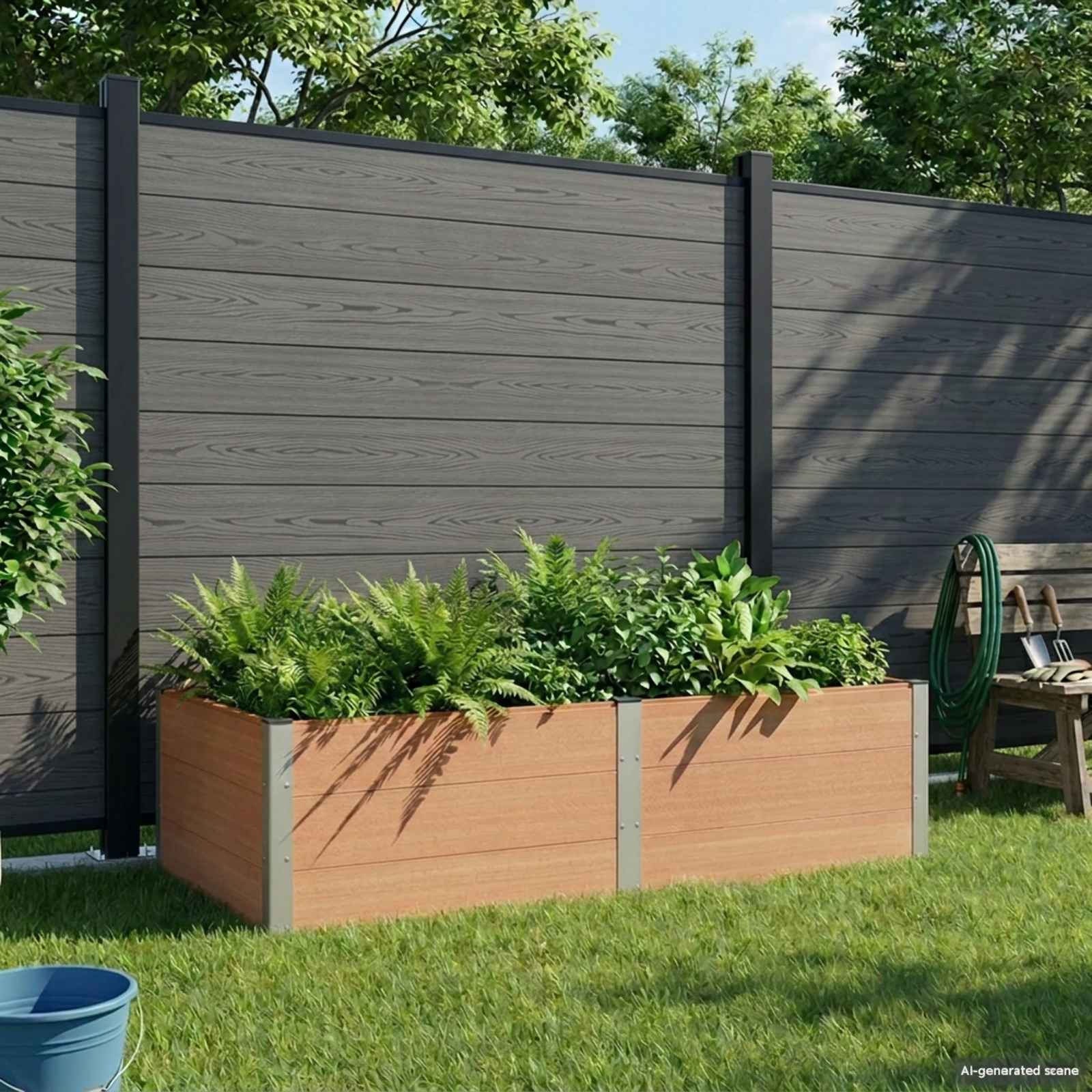 Hochbeet Braun 200 x 100 x 54 cm WPC und Aluminium